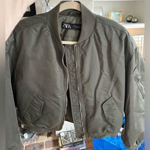 Green Zara Bomber/ army jacket slightly cropped if you are taller